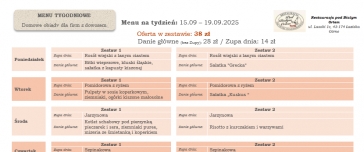 MENU TYGODNIOWE - Domowe obiady dla firm z dowozem