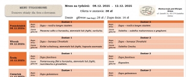 MENU TYGODNIOWE - Domowe obiady dla firm z dowozem