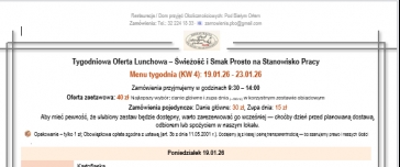 Tygodniowa Oferta Lunchowa. Tydzień KW 4 & Smaki na Życzenie 