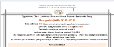 Tygodniowa Oferta Lunchowa. Tydzień KW 10 & Smaki na Życzenie 