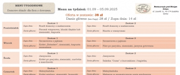 MENU TYGODNIOWE - Domowe obiady dla firm z dowozem