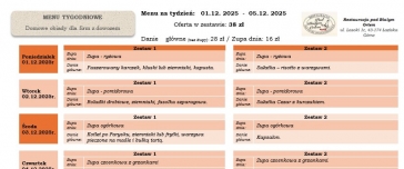 MENU TYGODNIOWE - Domowe obiady dla firm z dowozem